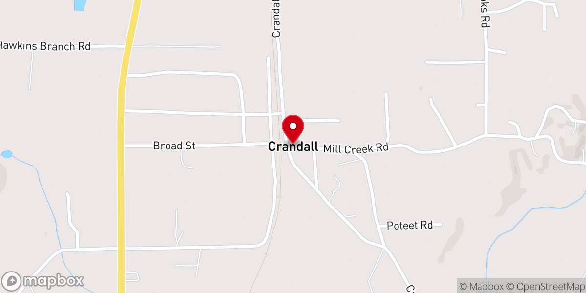 Map showing location of Crandall