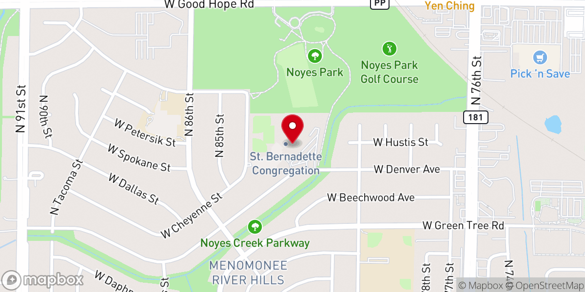 Map showing location of St Bernadette Catholic Parish