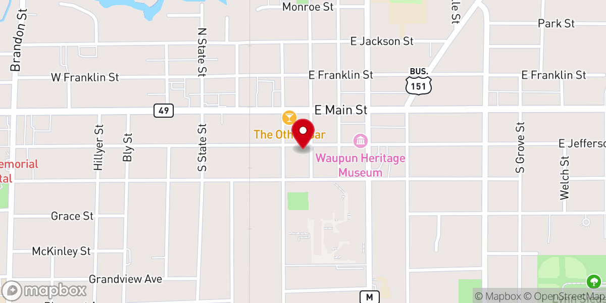 Map showing location of Waupun United Methodist Church