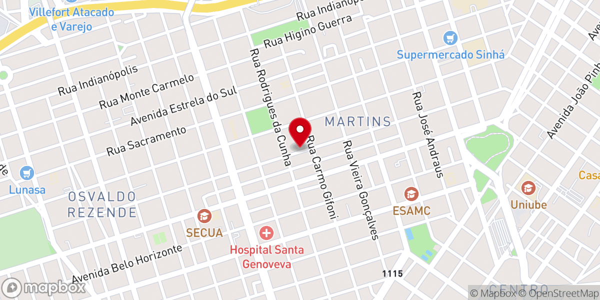 Map showing location of PRIMEIRA IGREJA BATISTA UBERLANDIA