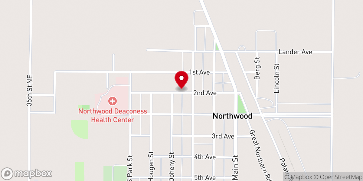 Map showing location of Northwood Evangelical Lutheran Church