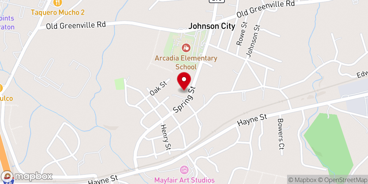Map showing location of Arcadia First Baptist Church