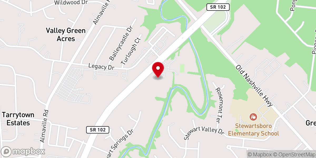 Map showing location of Hope Fellowship Church