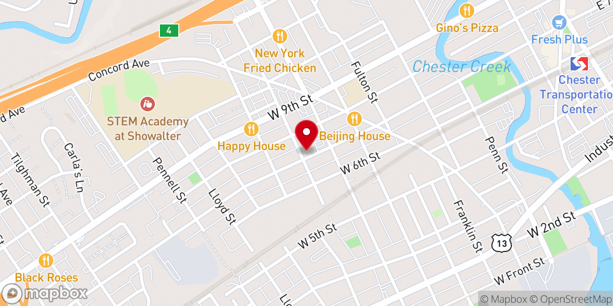 Map showing location of Temple Baptist Church