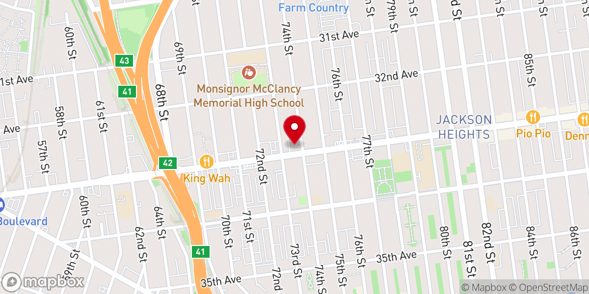 Map showing location of Jackson Heights Family Health Center