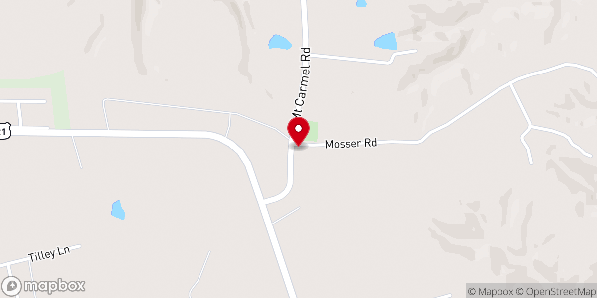 Map showing location of Mount Carmel Church