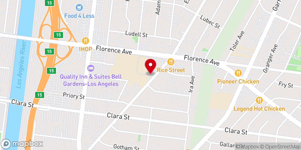 Map showing location of Iglesia de Jesucristo Inc. Bell Gardens