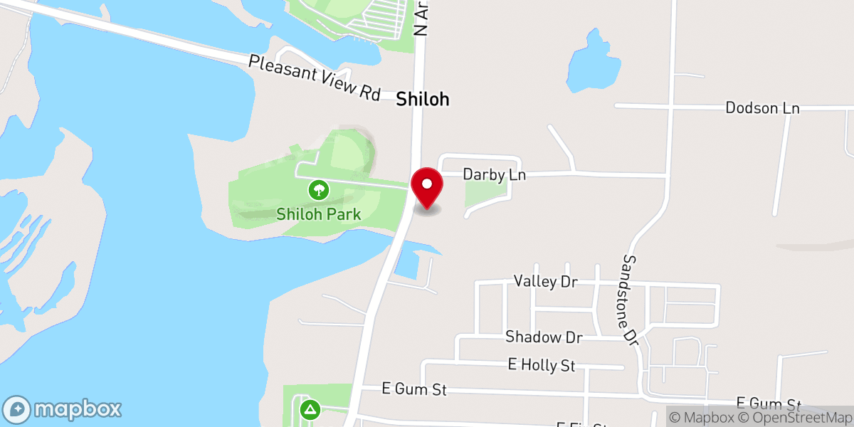 Map showing location of Faith Lutheran Church, Russellville