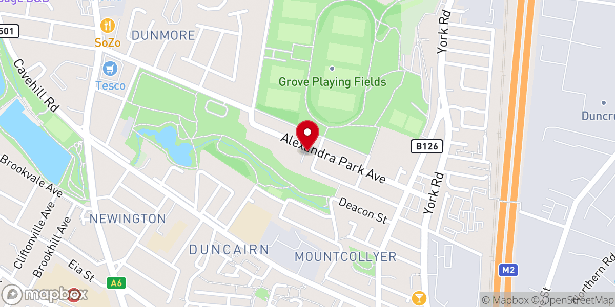 Map showing location of New Life Church Belfast - Tamil church