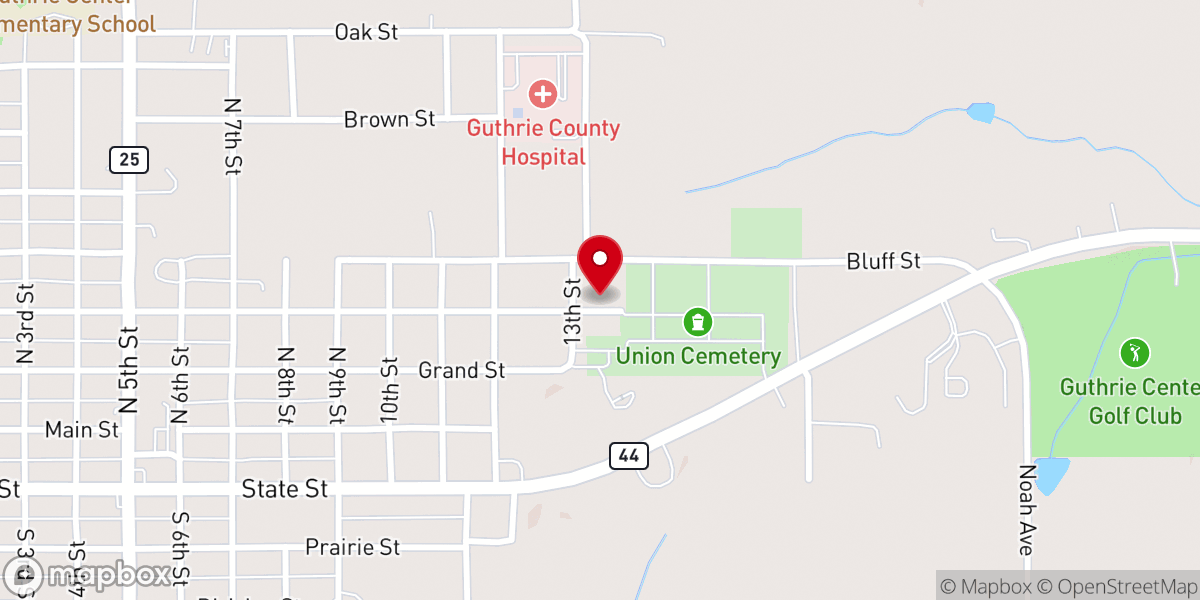 Map showing location of Guthrie Center Seventh-day Adventist Church