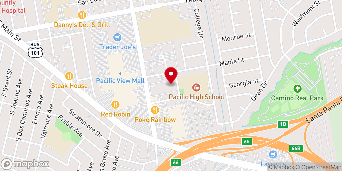 Map showing location of Coastline Bible Church