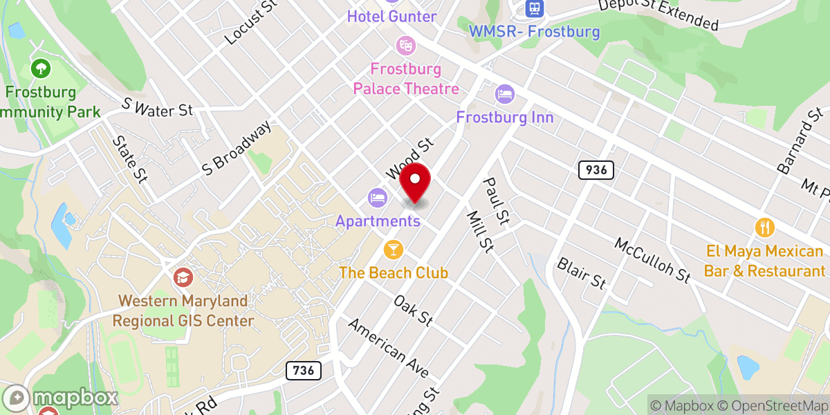 Map showing location of Frostburg Church-Nazarene