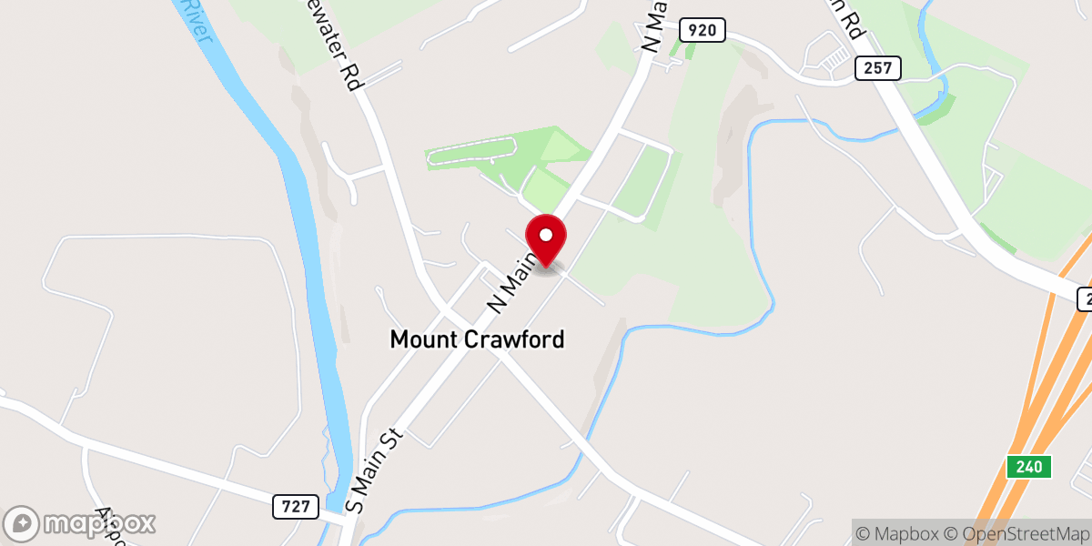 Map showing location of Mt Crawford United Methodist Church