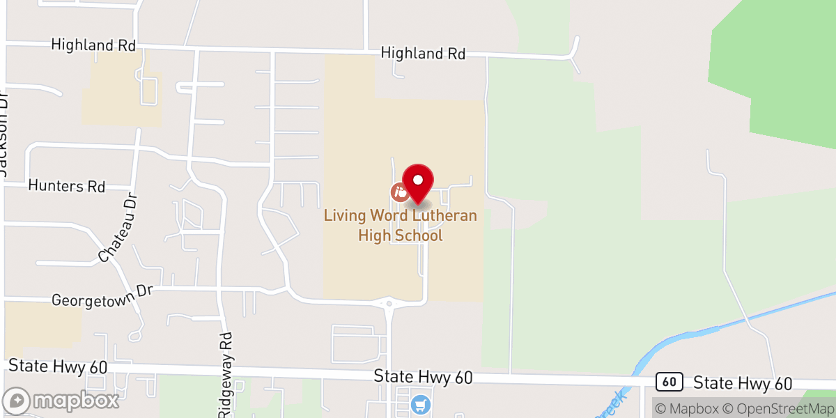 Map showing location of Living Word Lutheran High School