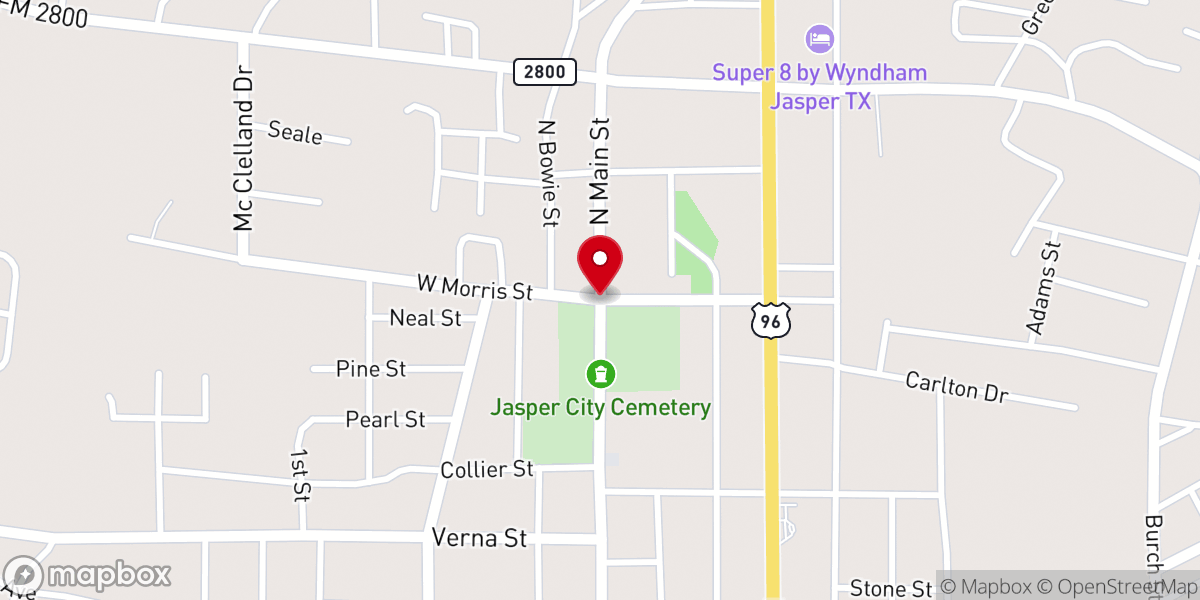 Map showing location of Mt Olive Baptist Church Pastor's