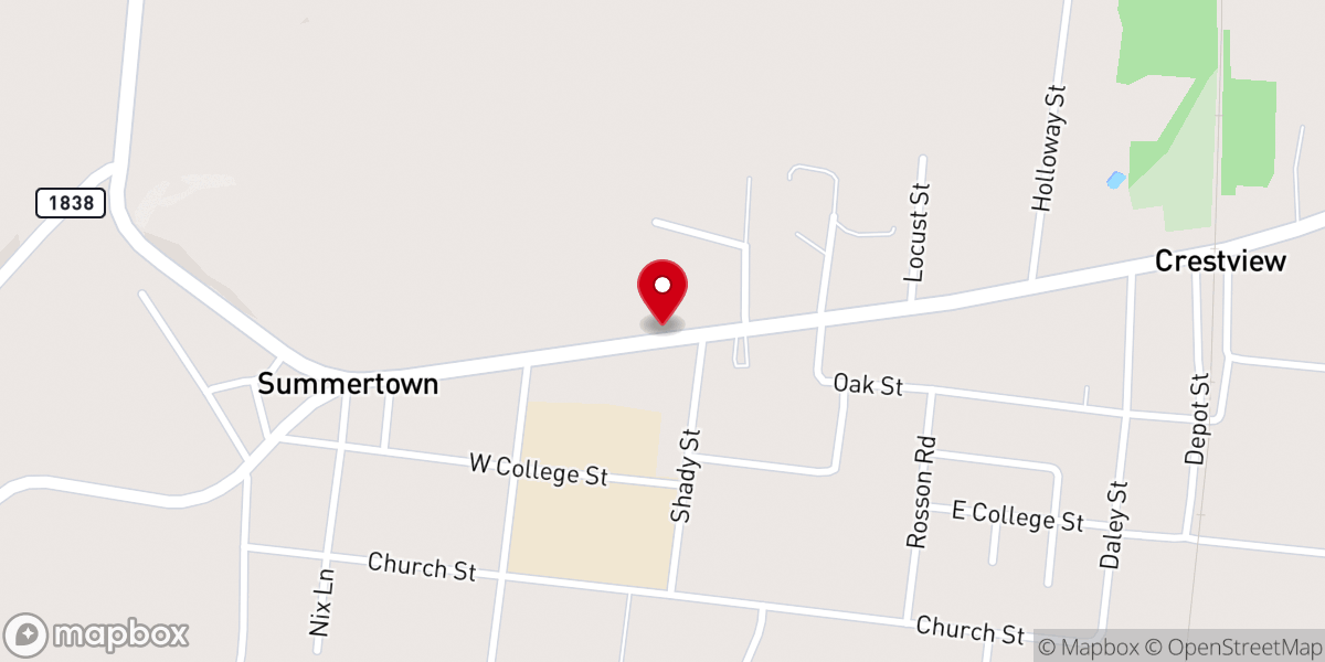 Map showing location of Summertown Nazarene Church