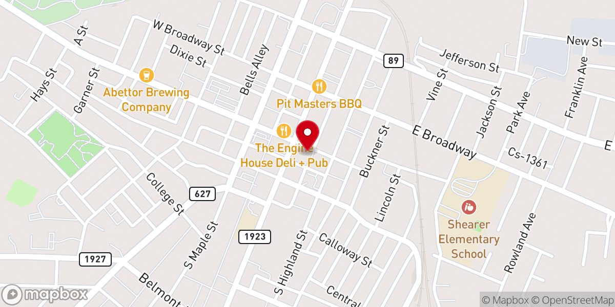 Map showing location of First Baptist Church