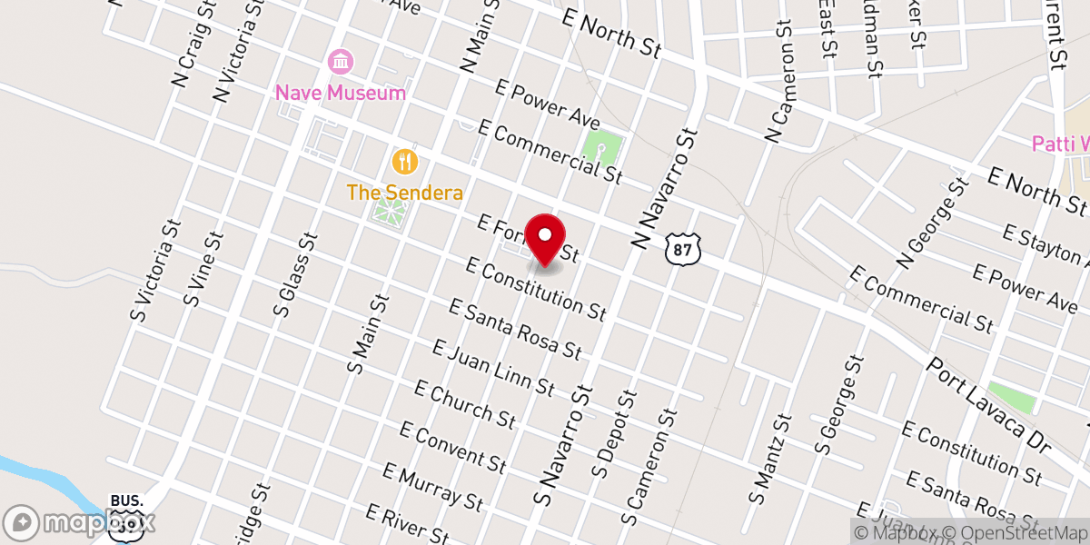 Map showing location of Trinity Evangelical Lutheran Church, Victoria, TX