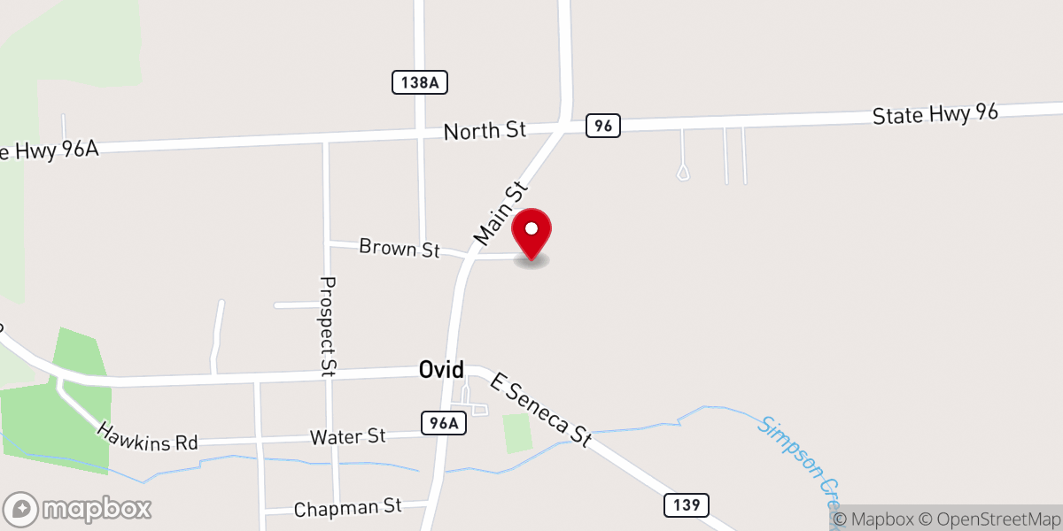 Map showing location of Ovid Community Thrift Store