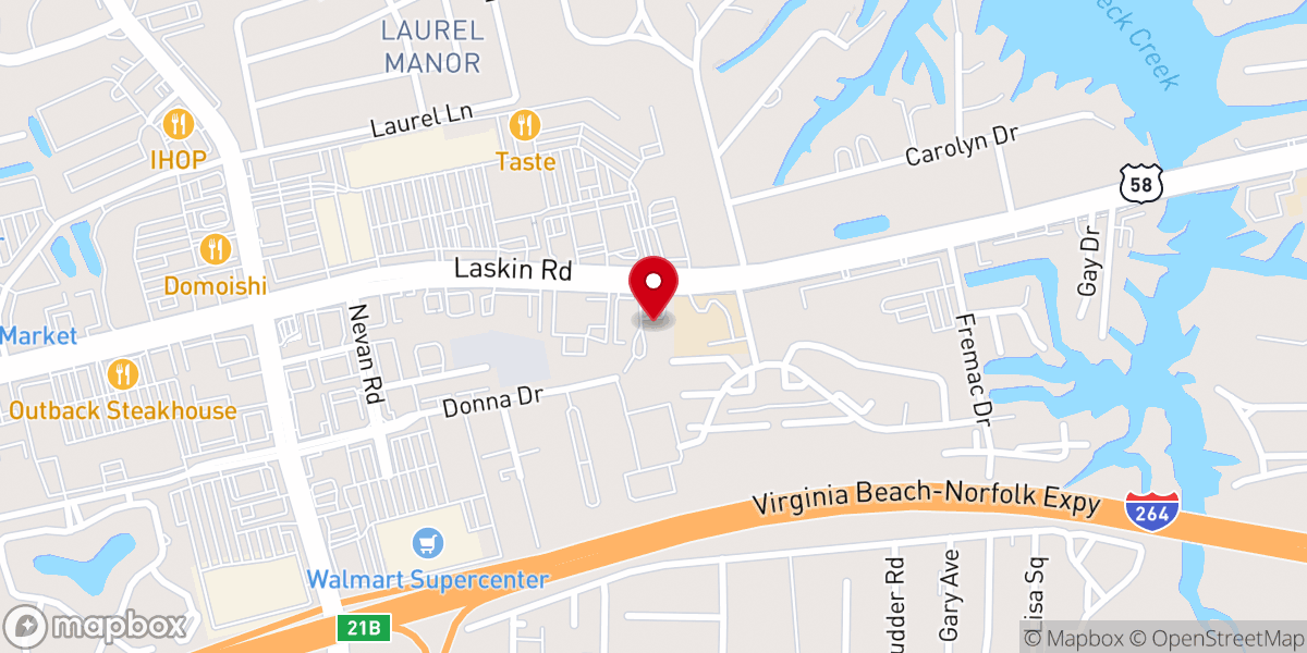 Map showing location of Virginia Beach Friends Meeting
