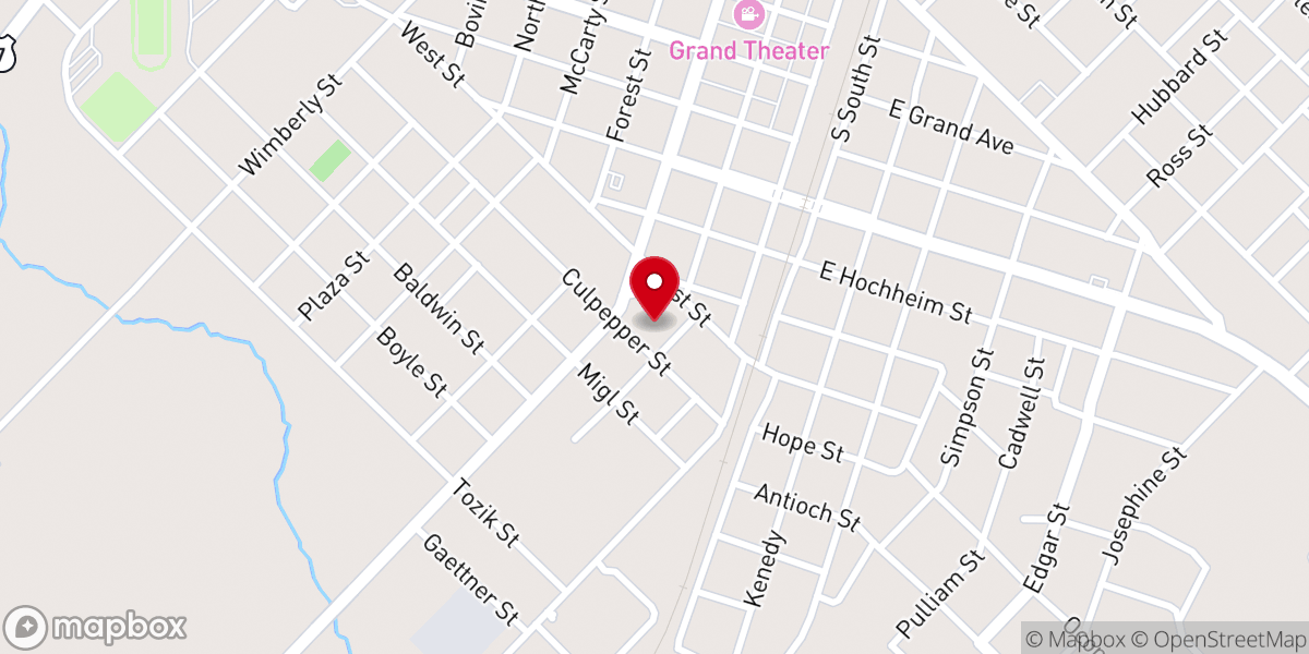 Map showing location of Yoakum Community Center