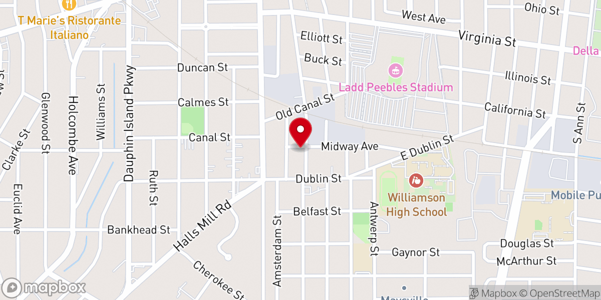 Map showing location of New Bayside Baptist Church