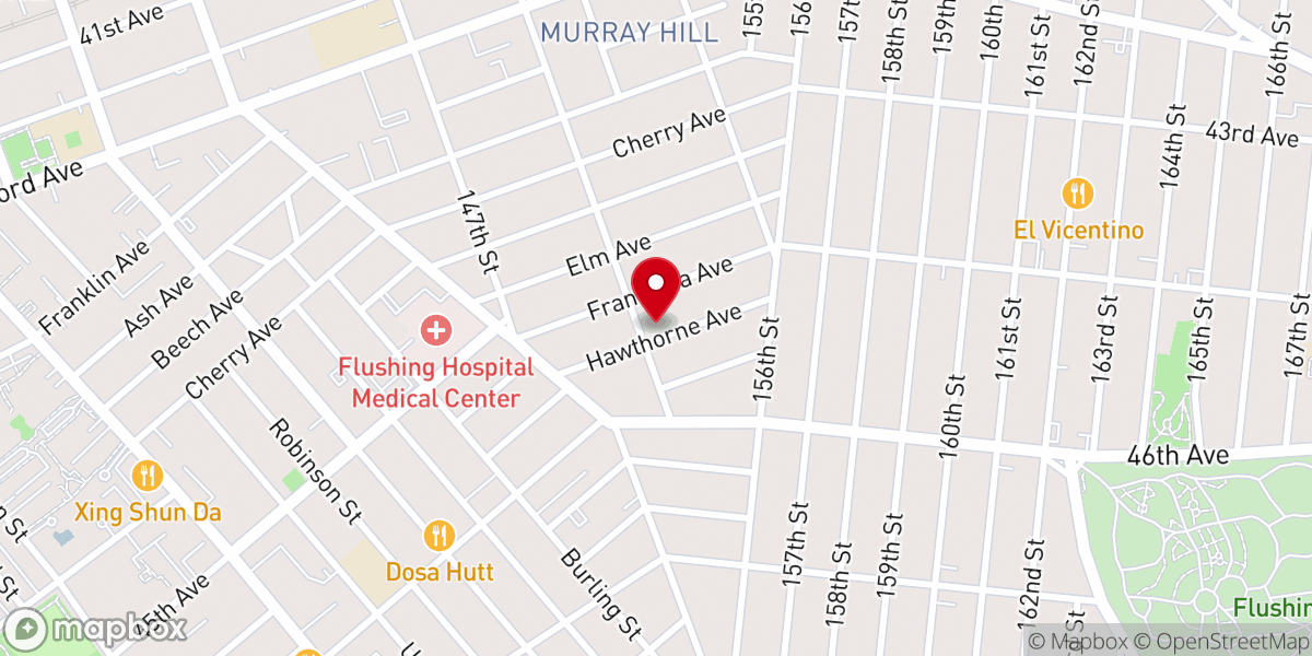 Map showing location of Flushing First Church of the Nazarene