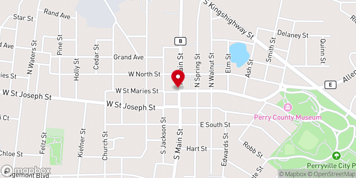 Map showing location of Perryville Area Chamber of Commerce