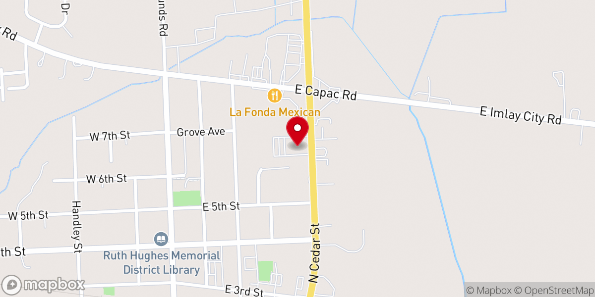 Map showing location of Imlay City Christian Reformed Church