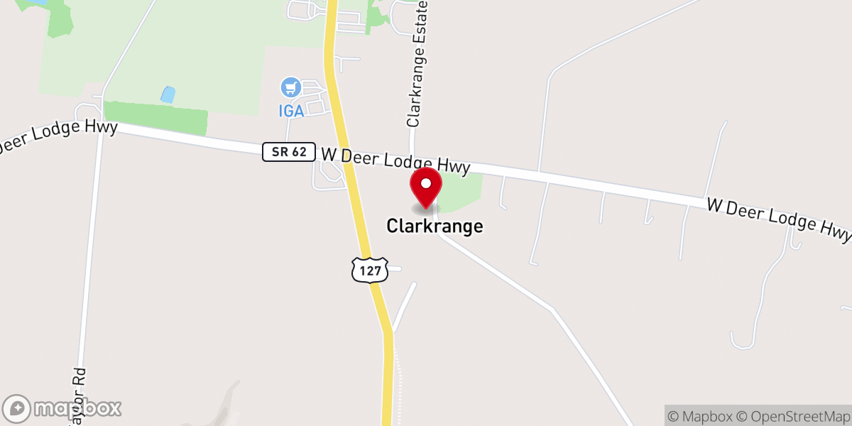 Map showing location of Clarkrange Masonic Lodge #605 F&AM