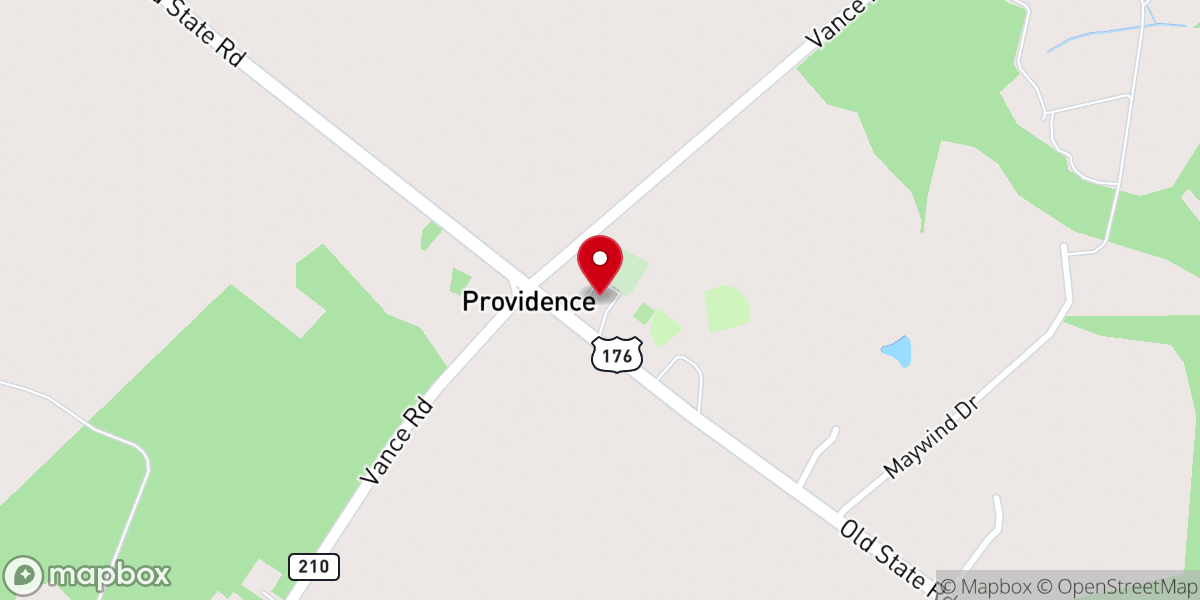 Map showing location of Providence United Methodist Church