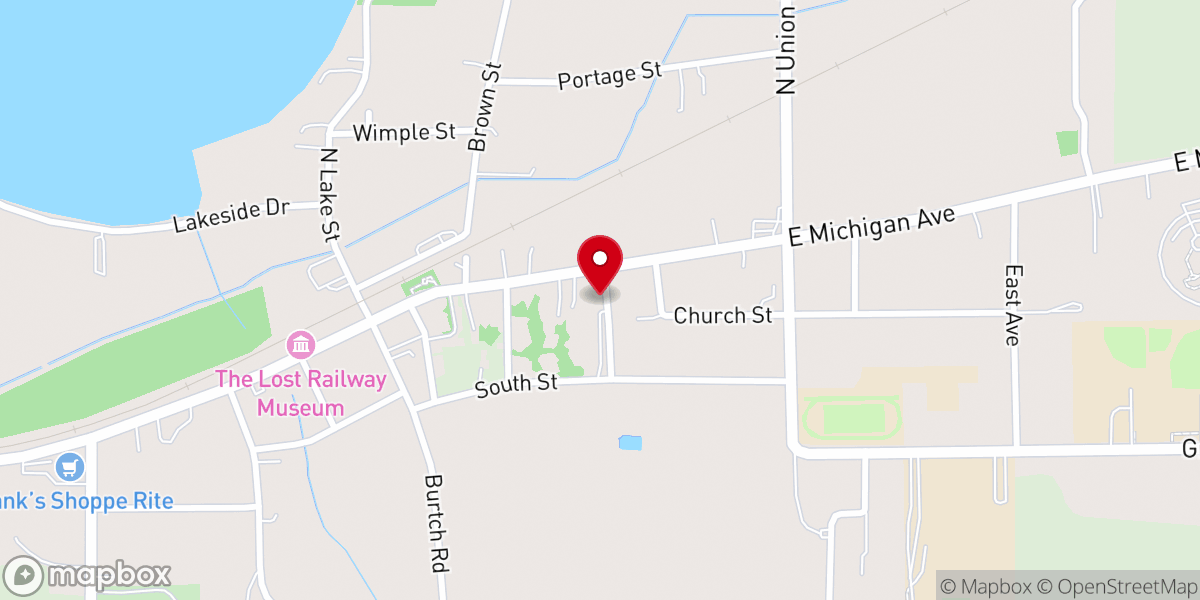 Map showing location of Grass Lake United Methodist Church