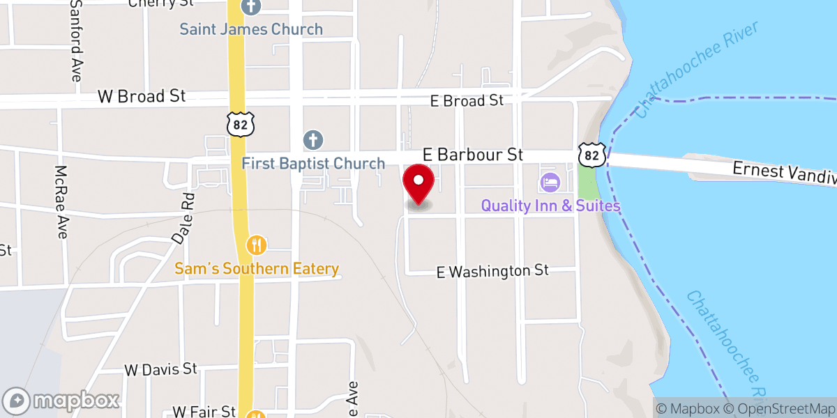 Map showing location of Tabernacle Baptist Church