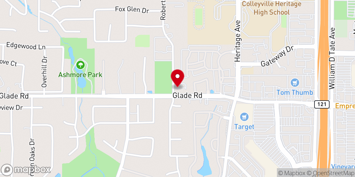 Map showing location of Pleasant Glade Baptist Church