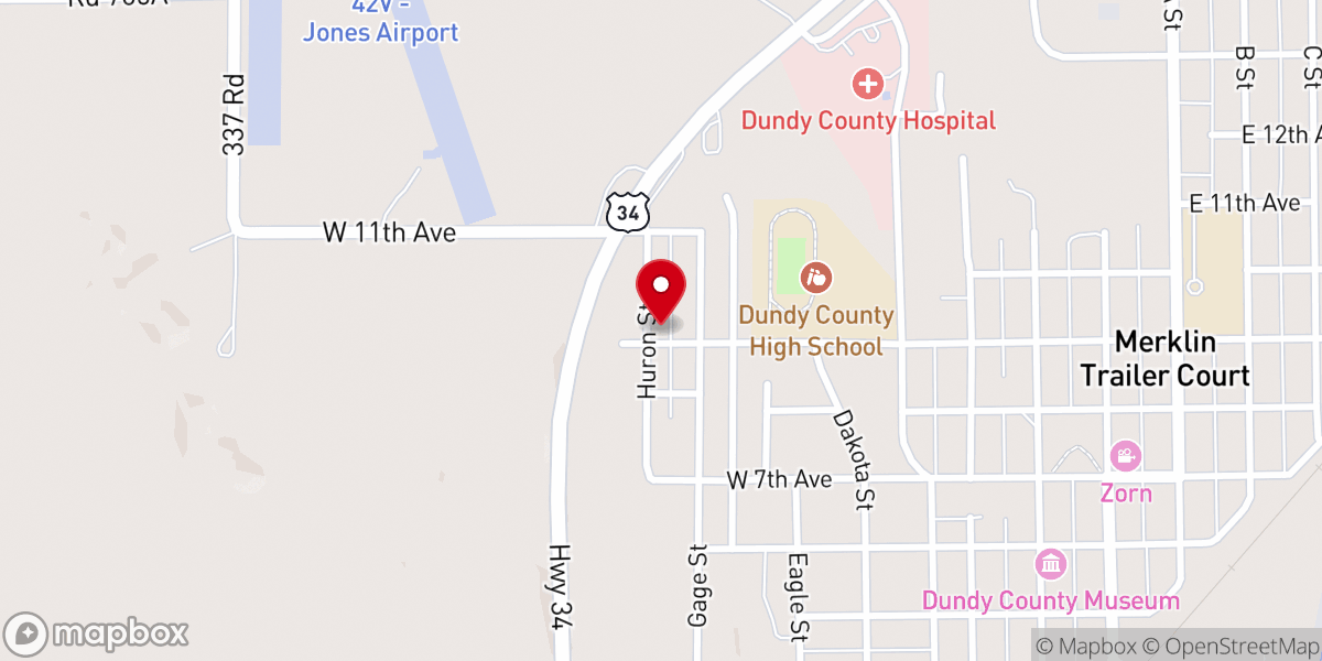 Map showing location of Benkelman Community Building