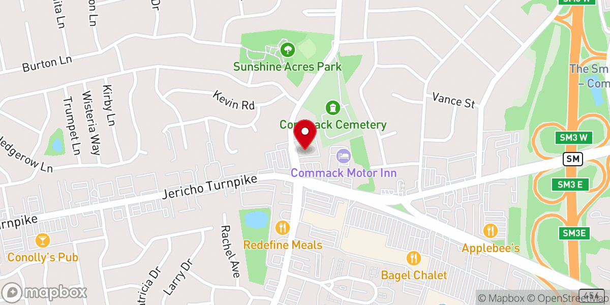Map showing location of Commack Methodist Church Thrift Shop