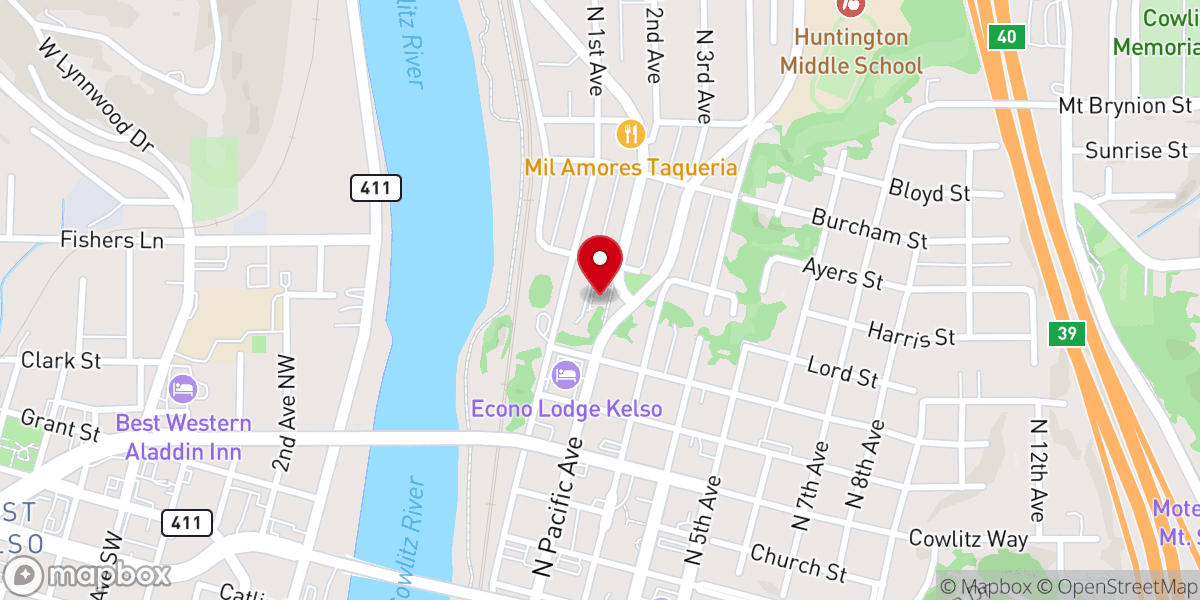 Map showing location of Three Rivers Bible Church