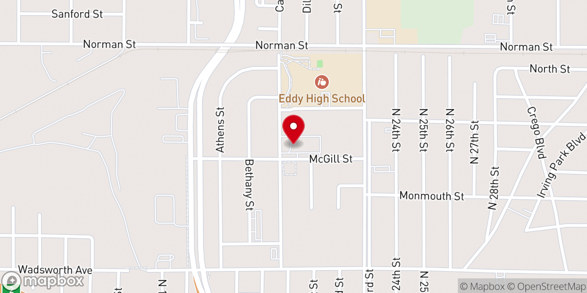Map showing location of Tabernacle Baptist Church