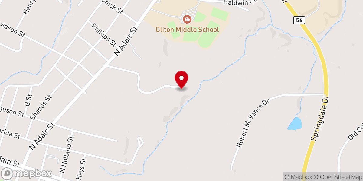 Map showing location of Mt Moriah Baptist Church