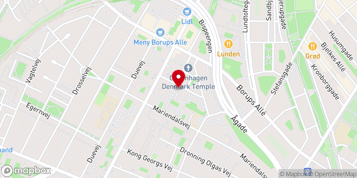 Map showing location of Jesu Kristi Kirke af Sidste Dages Hellige