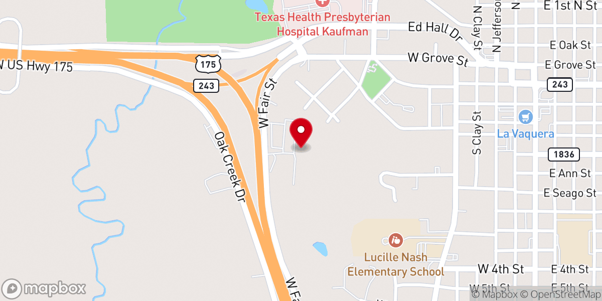 Map showing location of First Baptist Church Kaufman