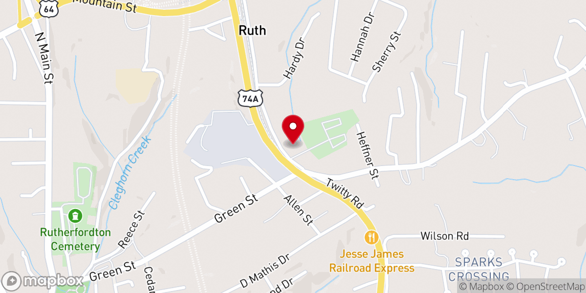 Map showing location of Southern Baptist Church