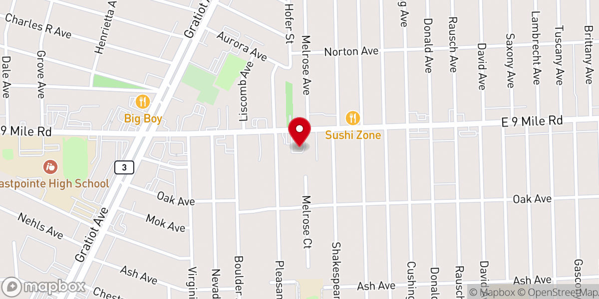 Map showing location of First Baptist Church-E Pointe