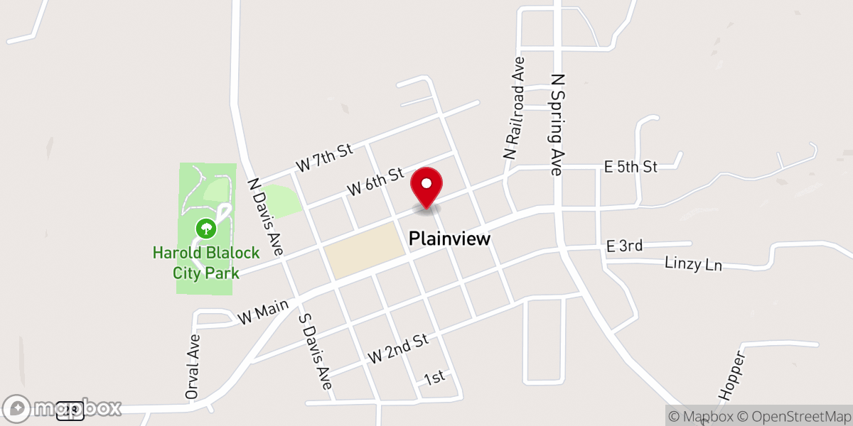 Map showing location of Plainview United Methodist Church