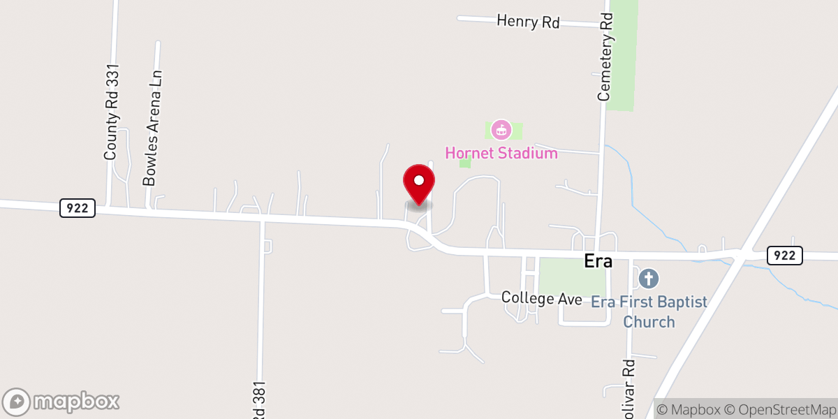 Map showing location of Era Church of Christ