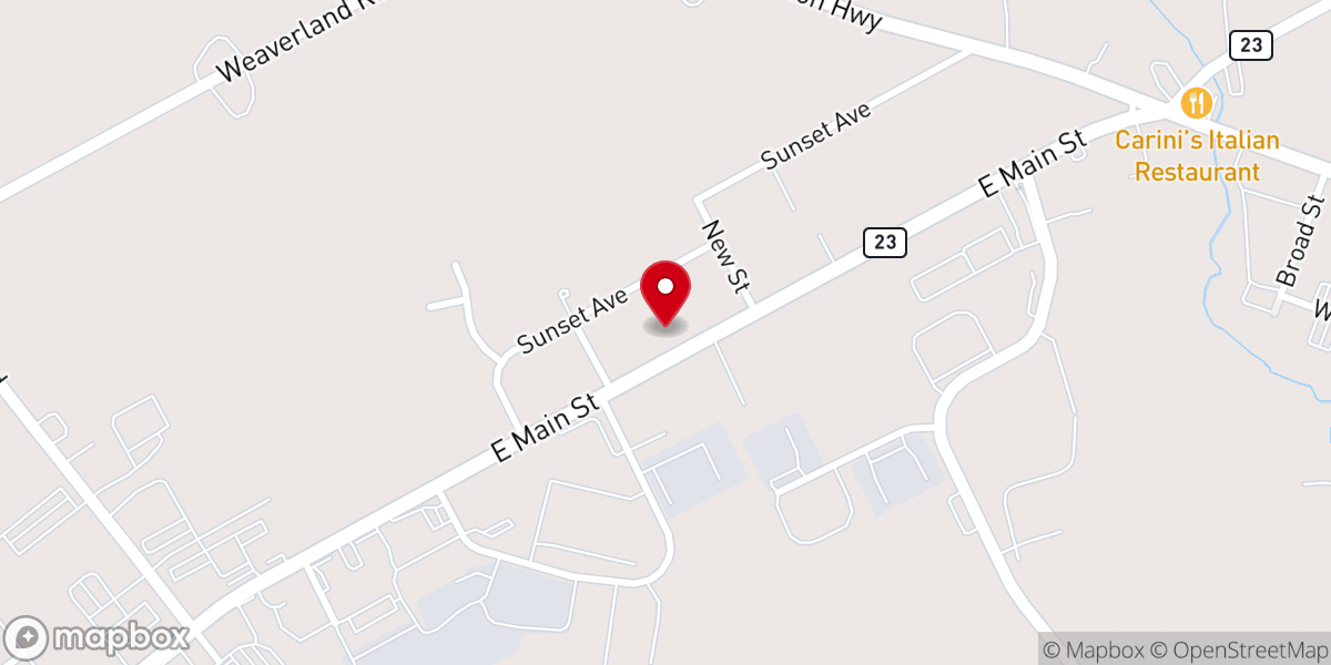 Map showing location of Blue Ball Community Church