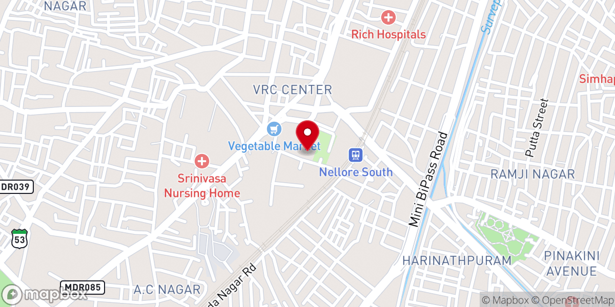 Map showing location of C.S.I. Christ Church, Nellore