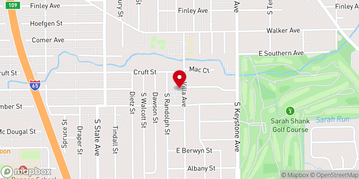 Map showing location of Villa Baptist Church