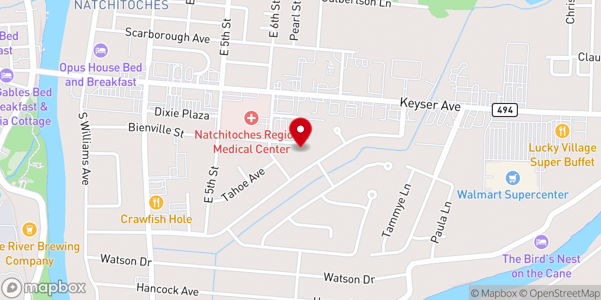 Map showing location of Natchitoches Parish Coroner's Office