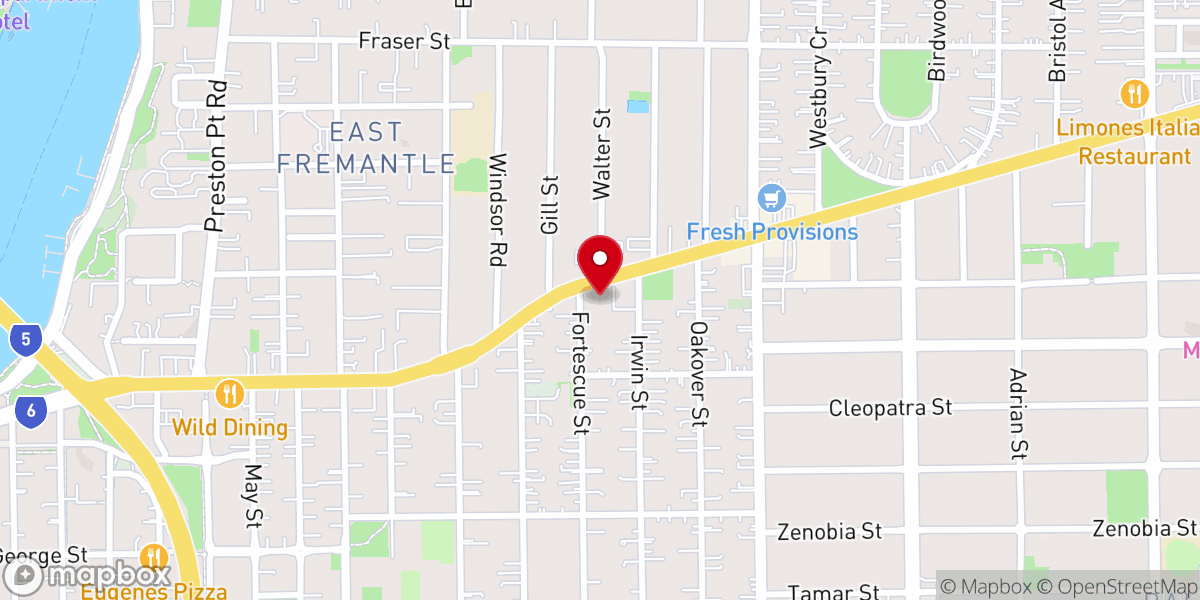 Map showing location of East Freo Church